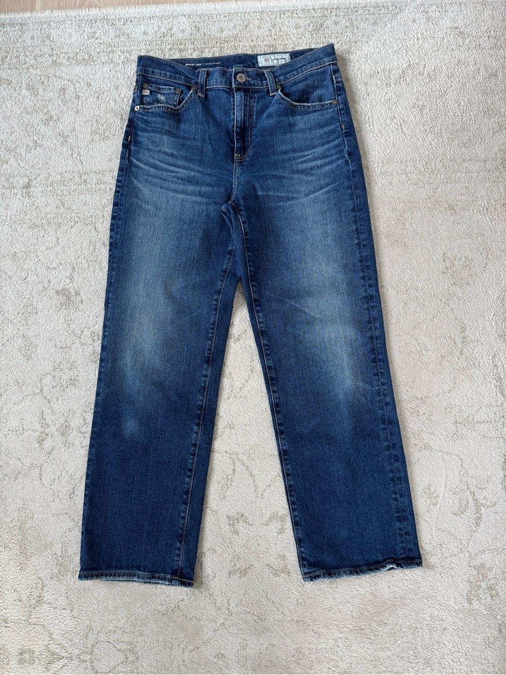 Ag Adriano Goldschmied Women's Dark Blue Straight-Leg Jeans